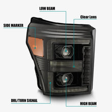Load image into Gallery viewer, AlphaRex 11-16 Ford F-350 SD LUXX LED Proj Headlights Plank Style Alpha Blk w/Activ Light/Seq Signal - Corvette Realm