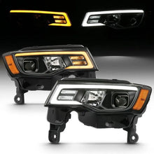 Load image into Gallery viewer, ANZO 2017-2018 Jeep Grand Cherokee Projector Headlights w/ Plank Style Switchback - Black w/ Amber - Corvette Realm