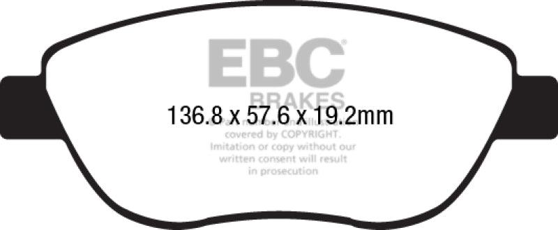 EBC 14-17 Fiat 500 Redstuff Ceramic Low Dust Front Brake Pads - Corvette Realm