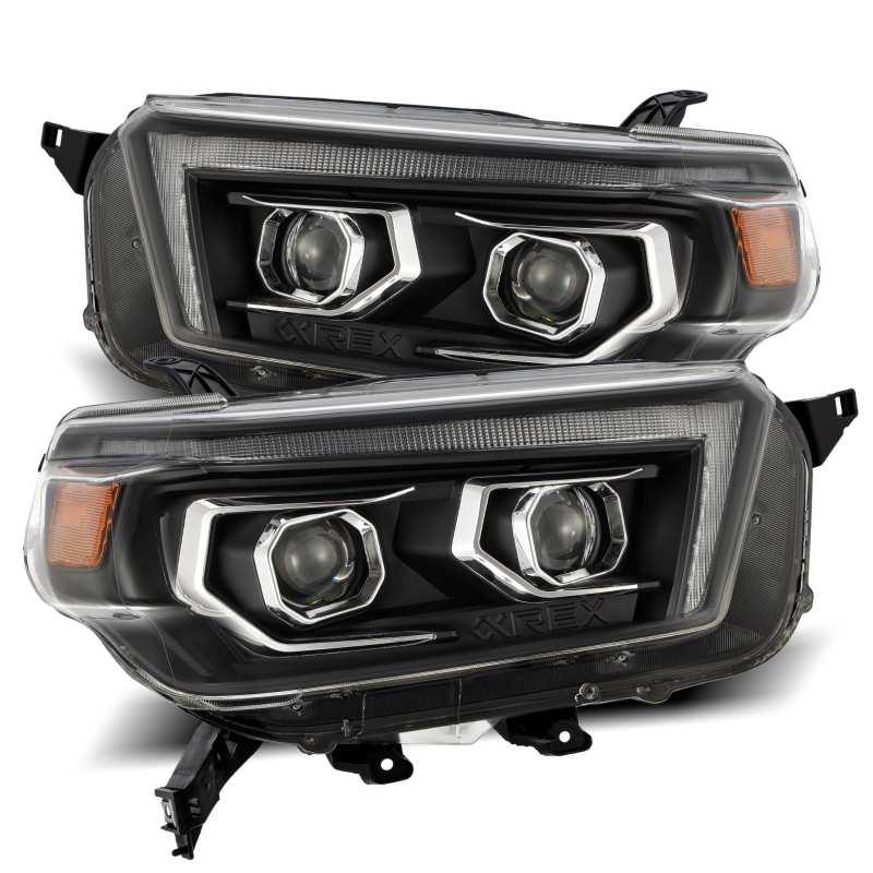 AlphaRex 10-13 Toyota 4Runner PRO-Series Projector Headlights Plank Style Black w/Seq Signal/DRL - Corvette Realm