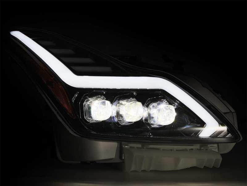 AlphaRex 08-13 Infiniti G37 Coupe SD NOVA LED Proj Headlights Plank Gloss Blk w/Activ Light/Seq Sig - Corvette Realm