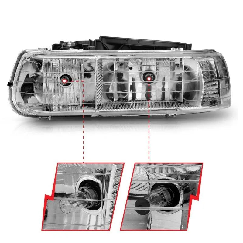 ANZO 1999-2002 Chevrolet Silverado 1500 Crystal Headlights Chrome - Corvette Realm