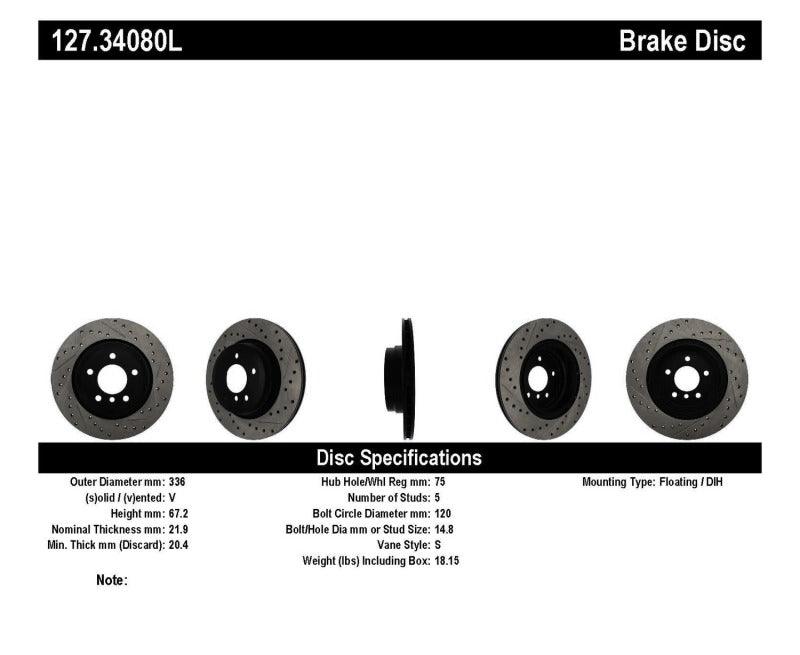 StopTech 06 BMW 330 / 07-09 BMW 335 Slotted & Drilled Left Rear Rotor - Corvette Realm