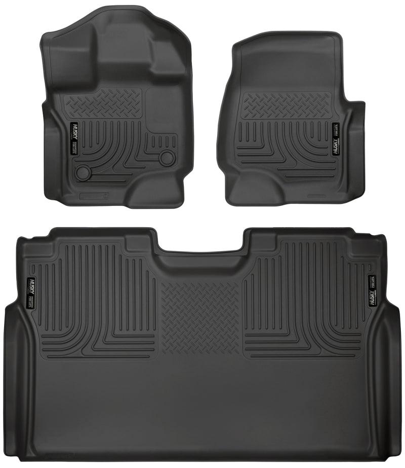 Husky Liners 15-23 Ford F-150 SuperCrew Weatherbeater Black Front & 2nd Seat Floor Liners - Corvette Realm