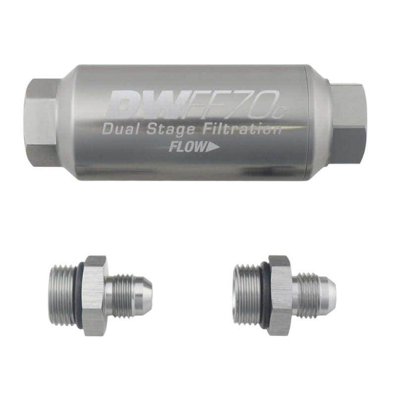 DeatschWerks 6AN 10 Micron 70mm Compact In-Line Fuel Filter Kit - Corvette Realm