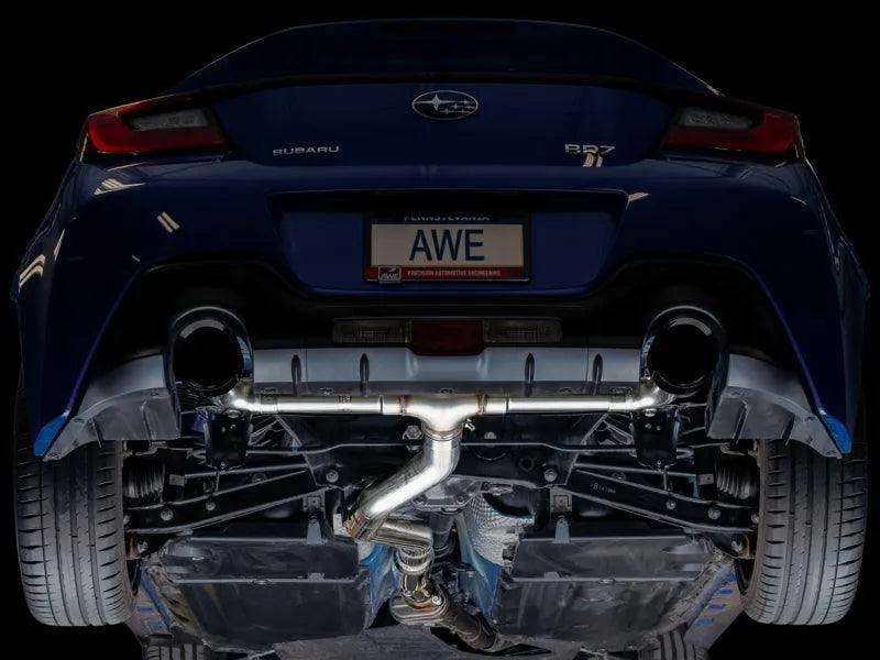 AWE Subaru BRZ / Toyota GR86 / Toyota 86 Track Edition Cat-Back Exhaust- Diamond Black Tips - Corvette Realm