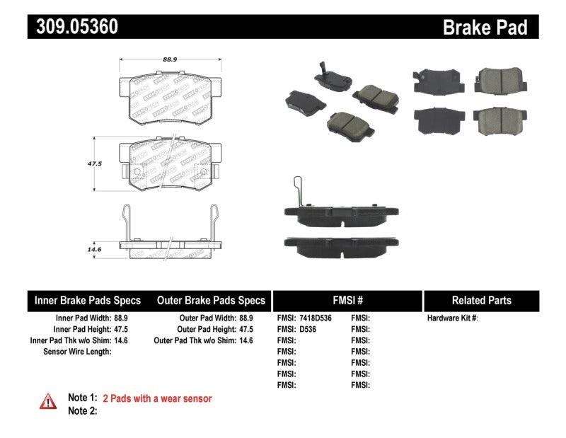 StopTech Performance 08-10 Honda Accord EX/EX-L Coupe / 08-10 LX/LX-P/LX+ Sedan Rear Brake Pads - Corvette Realm