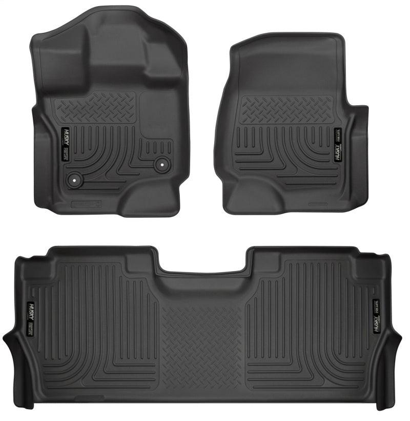 Husky Liners 21-24 Ford F-150 SuperCrew Weatherbeater Black Front & 2nd Seat Floor Liners - Corvette Realm