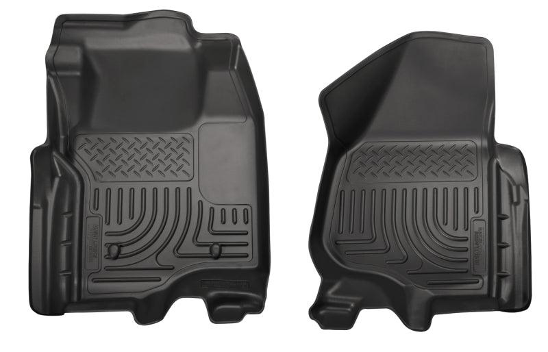 Husky Liners 12-15 Ford Super Duty Crew & Extended Cab WeatherBeater Front Row Black Floor Liners - Corvette Realm