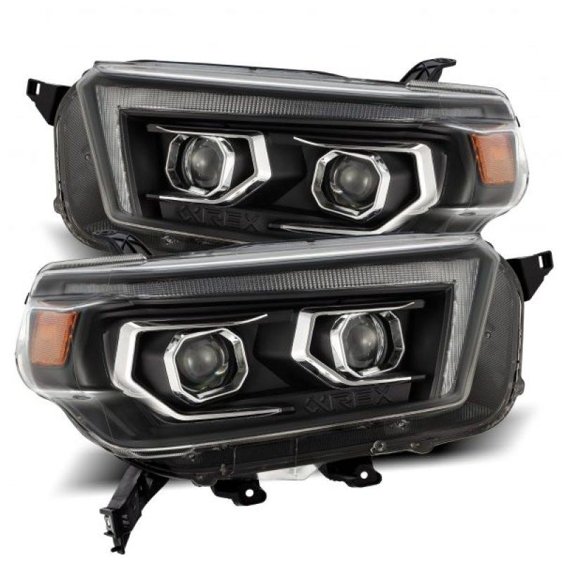 AlphaRex 10-13 Toyota 4Runner PRO-Series Projector Headlights Plank Style Black w/Seq Signal/DRL - Corvette Realm