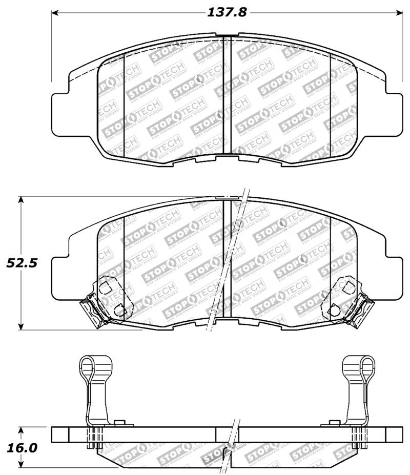StopTech Performance 98-02 Honda Accord Coupe/Sedan 4cyl Rear Drum/Disc Front Brake Pads - Corvette Realm