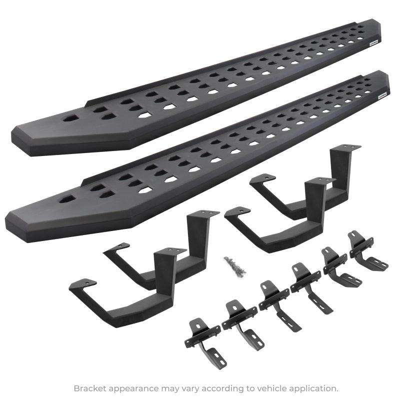 Go Rhino 2022 Toyota Tundra DC 4dr Kit w/RB20 Running Board + Brkts + 4 RB20 Drop Steps - Tex. Blk - Corvette Realm