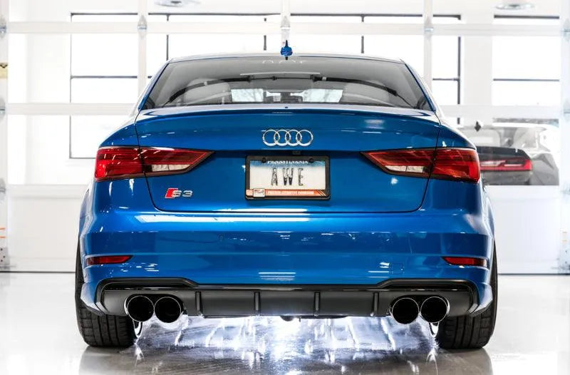 AWE Tuning Audi 8V S3 Track Edition Exhaust w/Chrome Silver Tips 102mm - Corvette Realm