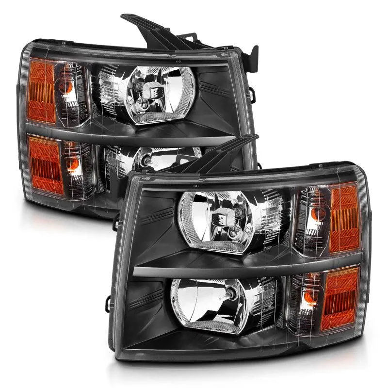 ANZO 2007-2013 Chevrolet Silverado Crystal Headlights Black - Corvette Realm