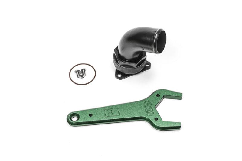 Radium Engineering FCST-X 3-Bolt Remote Mount Fill Neck - 24AN Elbow - 1.5in Barb - Corvette Realm