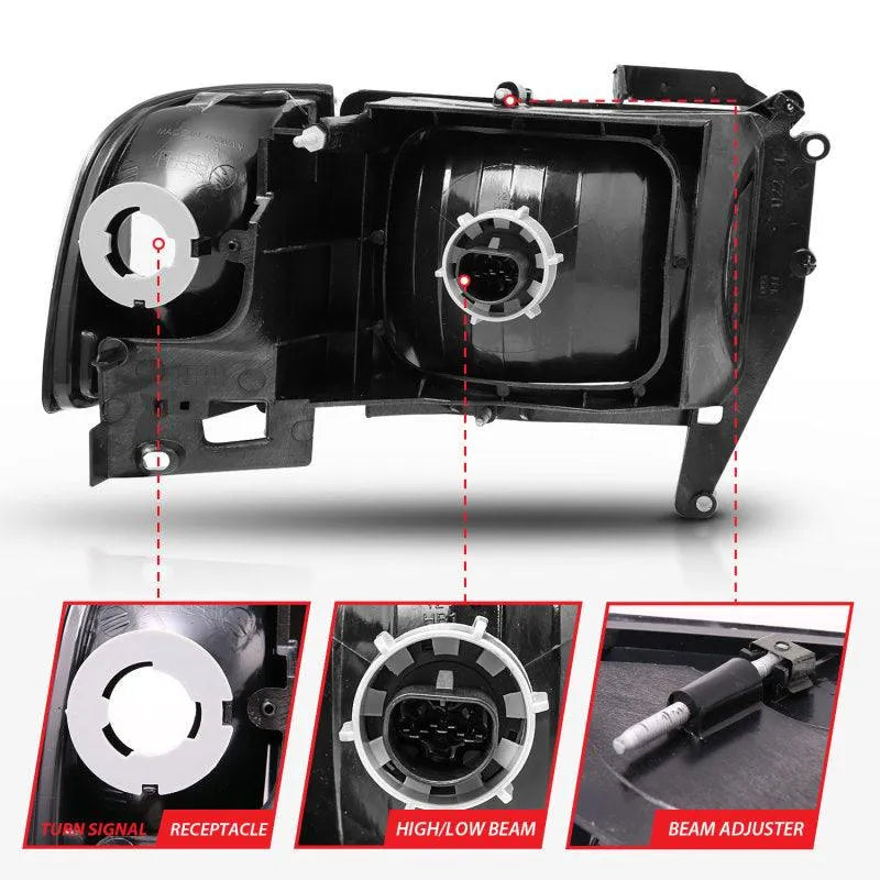 ANZO 1994-2001 Dodge Ram Crystal Headlights Black - Corvette Realm