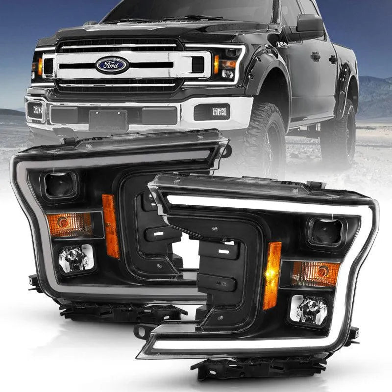 ANZO 2018-2019 Ford F-150 Projector Plank Style H.L. Black Amber (Without Switchback) - Corvette Realm