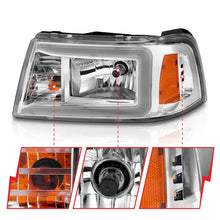 Load image into Gallery viewer, ANZO 2001-2011 Ford Ranger Crystal Headlights w/ Light Bar Chrome Housing - Corvette Realm