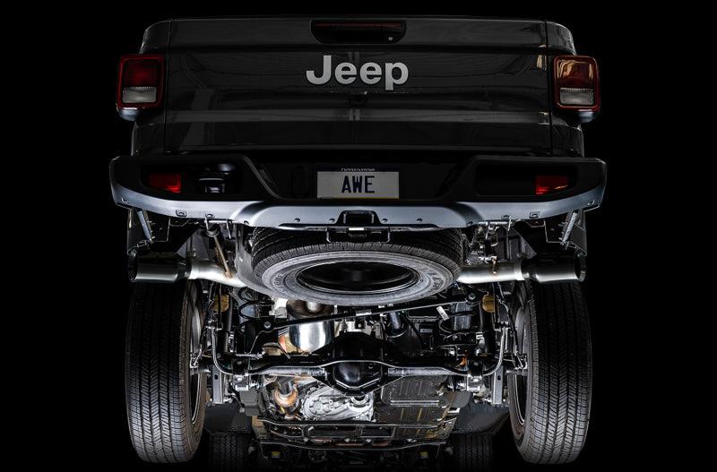 AWE Tuning 20-21 Jeep Gladiator JT 3.6L Tread Edition Cat-Back Dual Exhaust - Diamond Black Tip - Corvette Realm