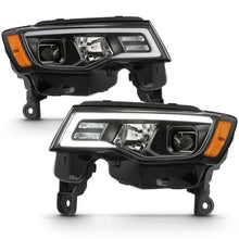 Load image into Gallery viewer, ANZO 2017-2018 Jeep Grand Cherokee Projector Headlights w/ Plank Style Switchback - Black w/ Amber - Corvette Realm