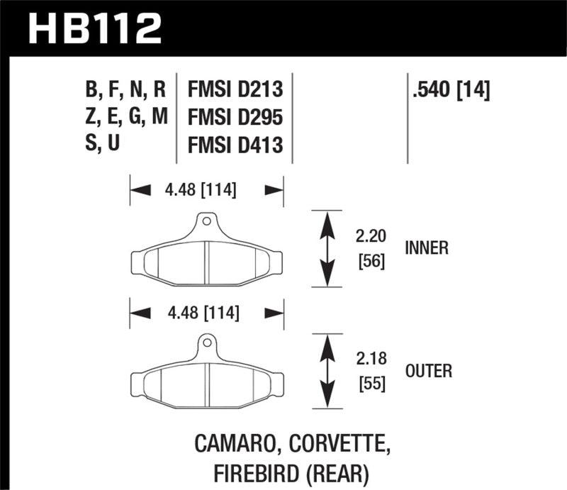 Hawk 85-97 Chevrolet Camaro w/Rear Disc Brakes/84-96 Chevrolet Corvette DTC-60 Race Rear Brake Pads - Corvette Realm