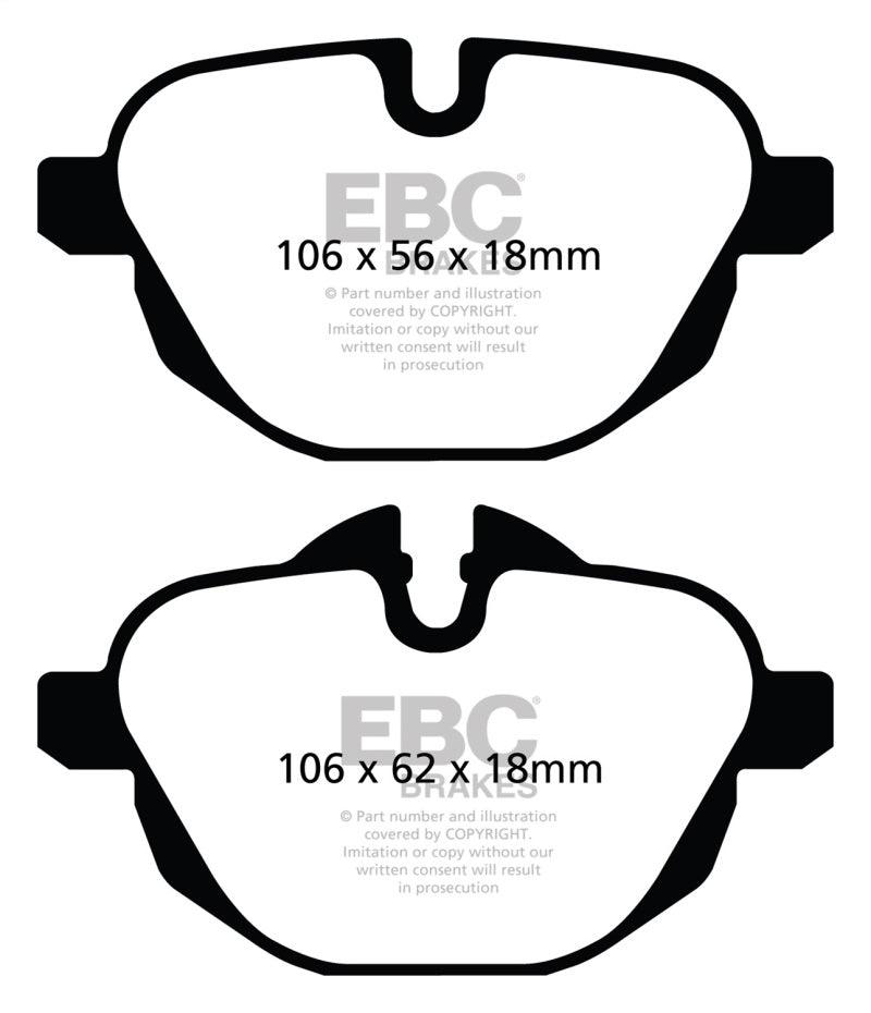 EBC 11+ BMW X3 2.0 Turbo (F25) Redstuff Rear Brake Pads - Corvette Realm