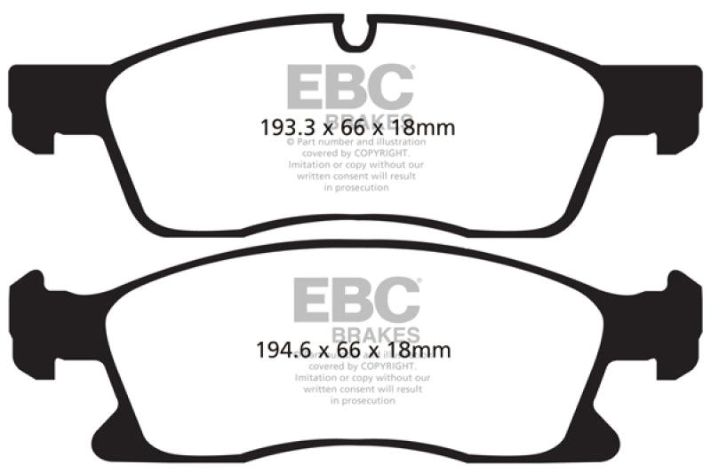 EBC 11+ Dodge Durango 3.6 Yellowstuff Front Brake Pads - Corvette Realm
