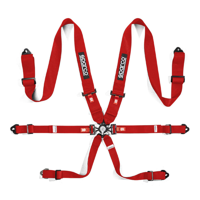 Sparco Belt H-3 Steel 6Pt 3in. PD Red