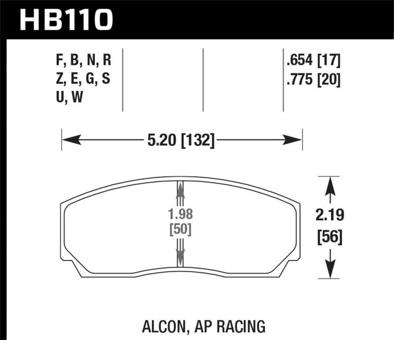 Hawk AP CP3307 / CP5040-5S4 / CP5200 (SC250) Caliper DTC-60 Race Brake Pads - Corvette Realm