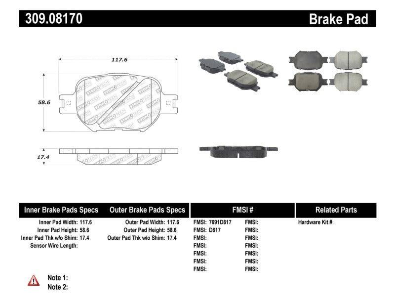 StopTech Performance 05-08 Scion tC/ 01-05 Celica GT/ 00-05 Celica GT-S Front Brake Pads - Corvette Realm