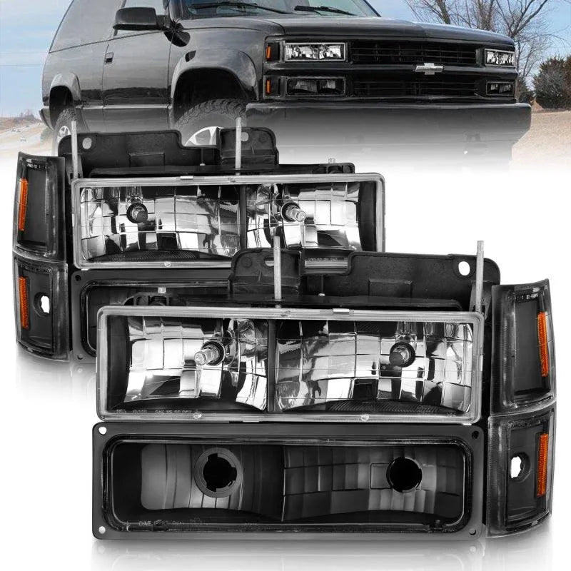ANZO 88-98 Chevrolet C1500 Crystal Headlights Black - Corvette Realm