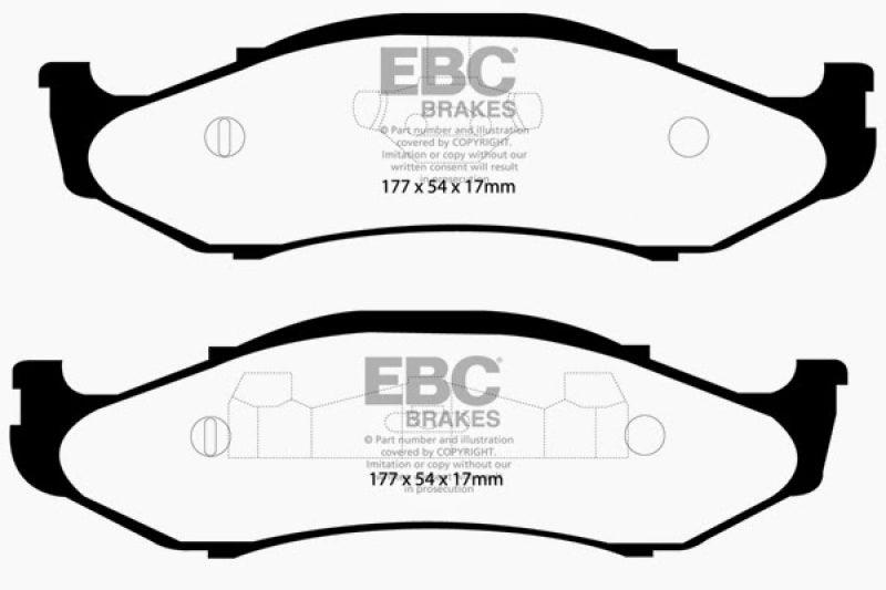 EBC 97-99 Jeep Cherokee 2.5 82mm High Rotors Yellowstuff Front Brake Pads - Corvette Realm