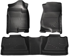 Load image into Gallery viewer, Husky Liners 07-12 Chevy Silverado/GMC Sierra Crew Cab WeatherBeater Combo Black Floor Liners - Corvette Realm