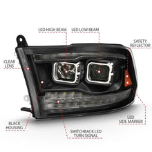 Load image into Gallery viewer, ANZO 2009-2018 Dodge Ram 1500 Led Projector Plank Style Switchback H.L Halo Black Amber (OE Style) - Corvette Realm