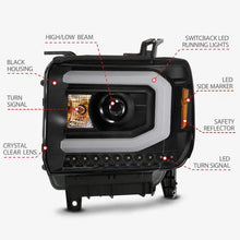 Load image into Gallery viewer, ANZO GMC SIERRA 1500 14-15 2500H/15-19 Projector Headlight Plank Style Black w/ Switchback (Halogen) - Corvette Realm