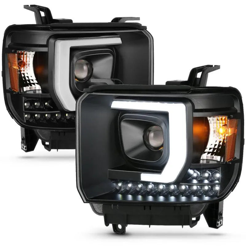 ANZO 2014-2015 Gmc Sierra 1500HD Projector Plank Style Headlight Black W/ Drl - Corvette Realm