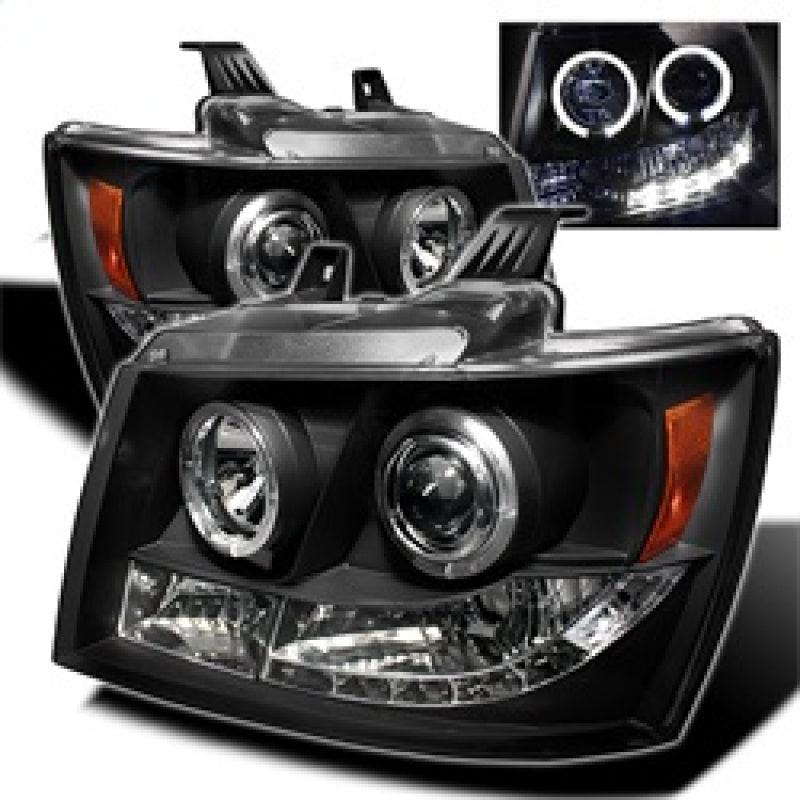 Spyder Chevy Suburban 1500 07-14 Projector Headlights LED Halo LED Blk PRO-YD-CSUB07-HL-BK - Corvette Realm