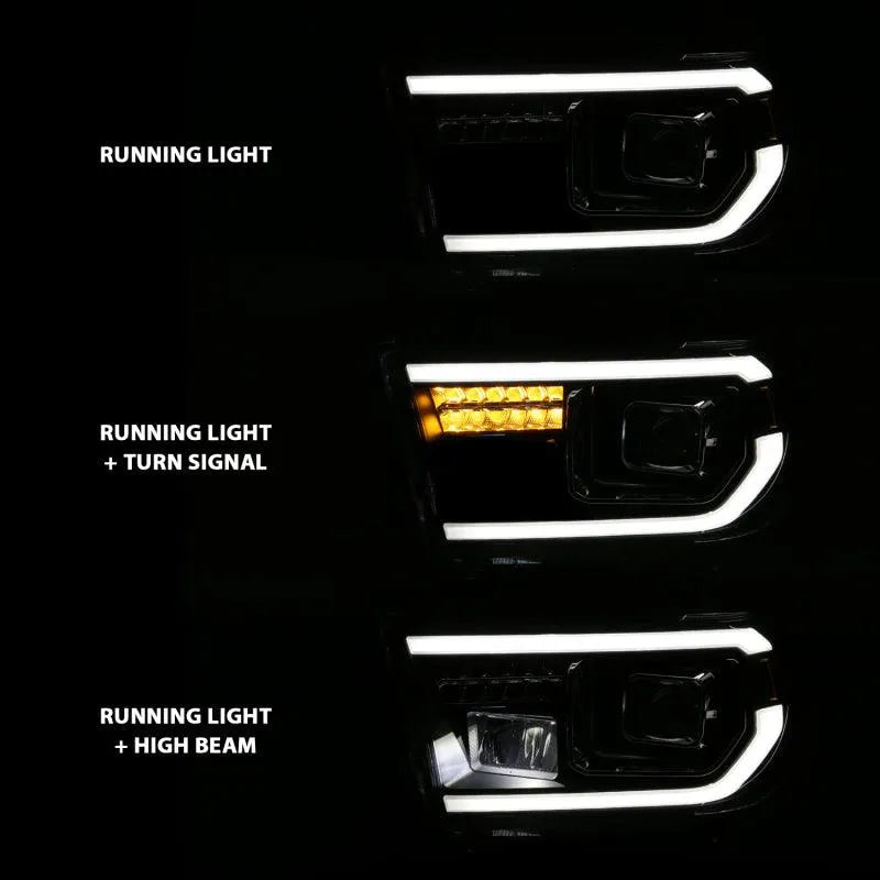 ANZO 2007-2014 Toyota Tundra Projector Light Bar H.L Black Amber(Led High Beam) (Halogen Version) - Corvette Realm