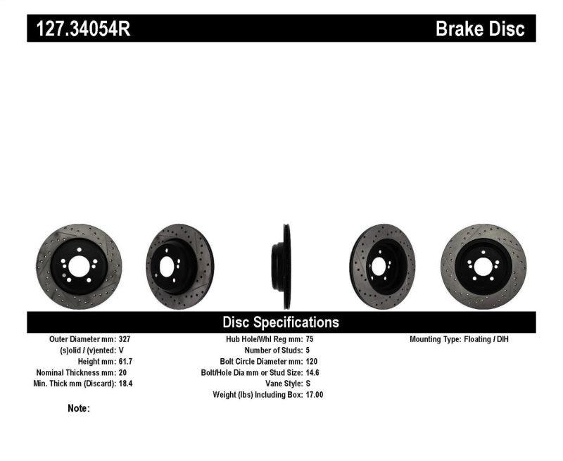 StopTech 00-03 BMW M5 (E39) Slotted & Drilled Right Rear Rotor - Corvette Realm