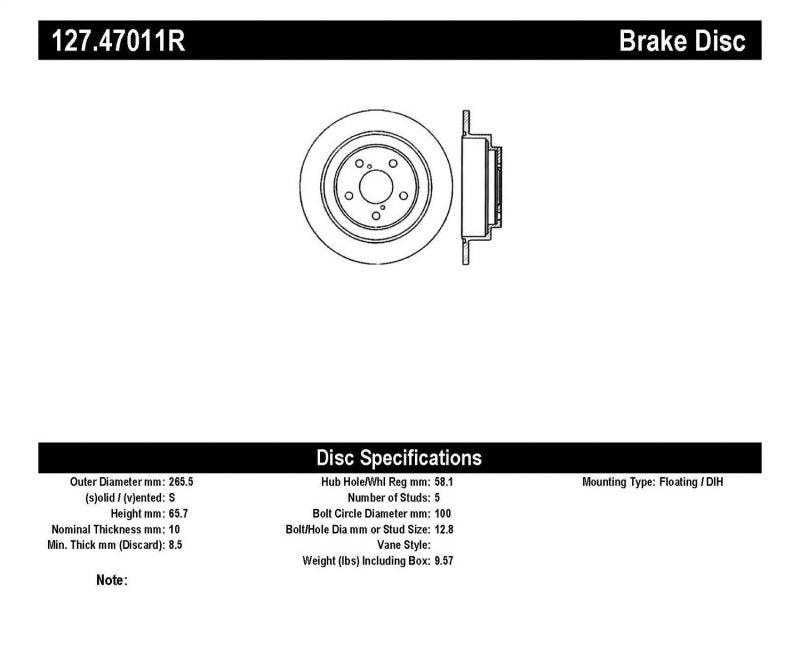 StopTech 05-06 Saab 9-2X AWD / 02-05 Impreza WRX / 02 WRX STi Slotted & Drilled Right Rear Rotor - Corvette Realm