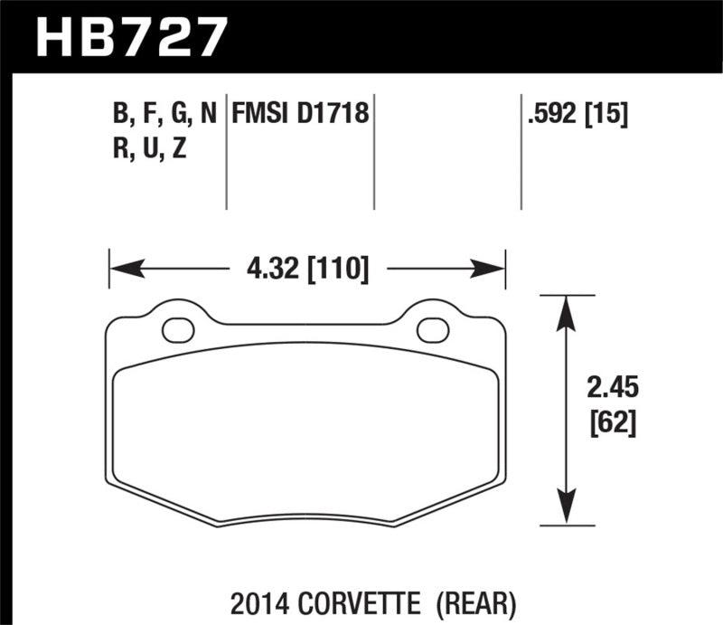 Hawk 2014 Chevrolet Corvette DTC-60 Rear Brake Pads - Corvette Realm