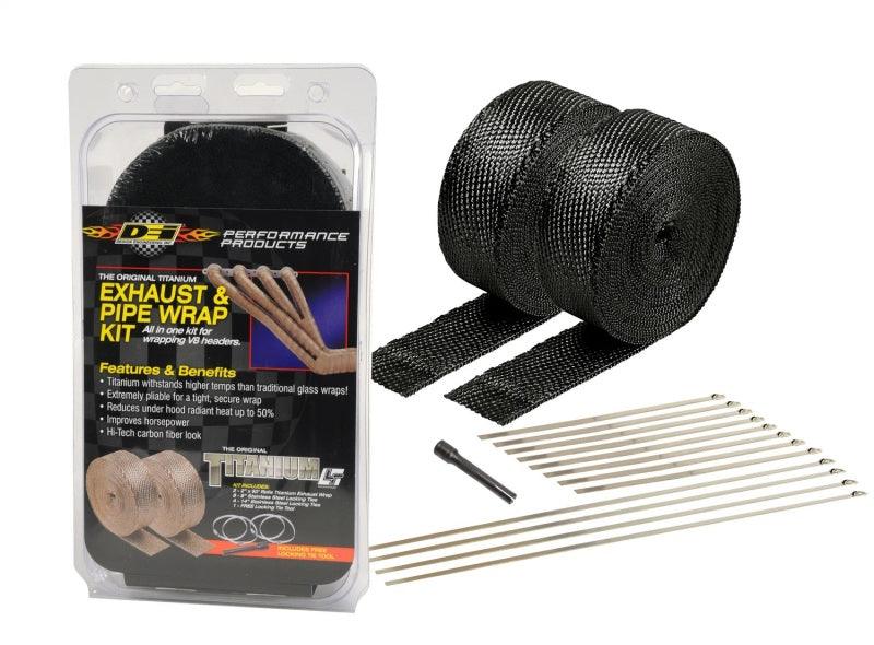 DEI Exhaust Wrap Kit - Black Titanium Wrap Locking Ties & Locking Tie Tool - Corvette Realm