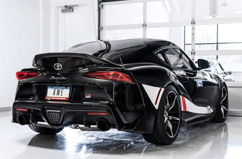 AWE 2020 Toyota Supra A90 Non-Resonated Touring Edition Exhaust - 5in Diamond Black Tips - Corvette Realm