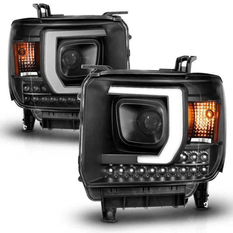ANZO 2014-2015 Gmc Sierra 1500HD Projector Plank Style Headlight Black W/ Drl - Corvette Realm