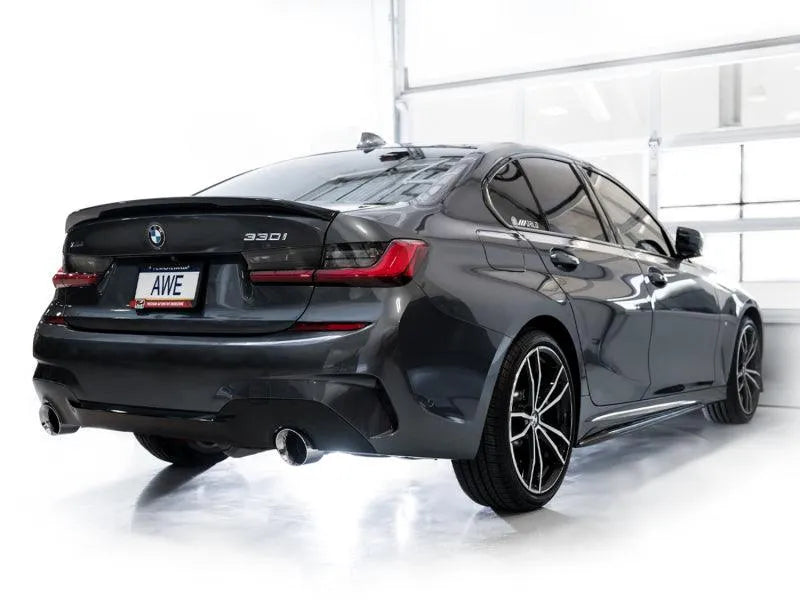 AWE 19-23 BMW 330i / 21-23 BMW 430i Base G2X Track Edition Axle Back Exhaust - Chrome Silver - Corvette Realm