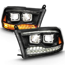 Load image into Gallery viewer, ANZO 2009-2018 Dodge Ram 1500 Led Projector Plank Style Switchback H.L Halo Black Amber (OE Style) - Corvette Realm