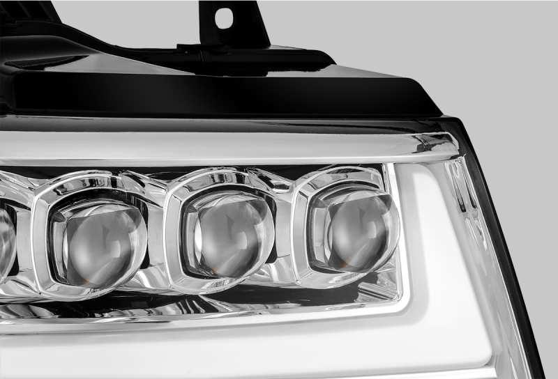 AlphaRex 07-13 Chevy Avalanche NOVA LED Proj Headlights Plank Style Design Chrome w/Activ Light/DRL - Corvette Realm