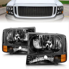 ANZO 2000-2004 Ford Excursion Crystal Headlights Black - Corvette Realm