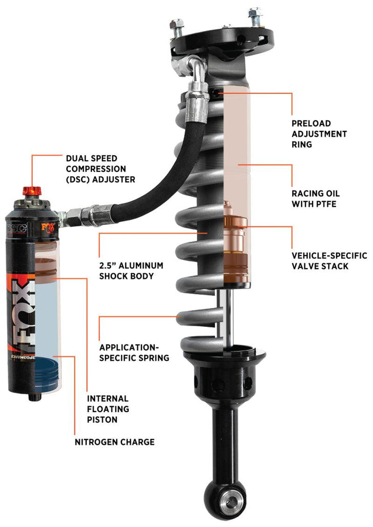 FOX 05+ Toyota Tacoma Performance Elite 2.5 Series Shock Front 2in Lift - Corvette Realm