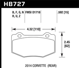 Hawk DTC-30 2015 Chevy Corvette Z06 Rear Race Brake Pads - Corvette Realm